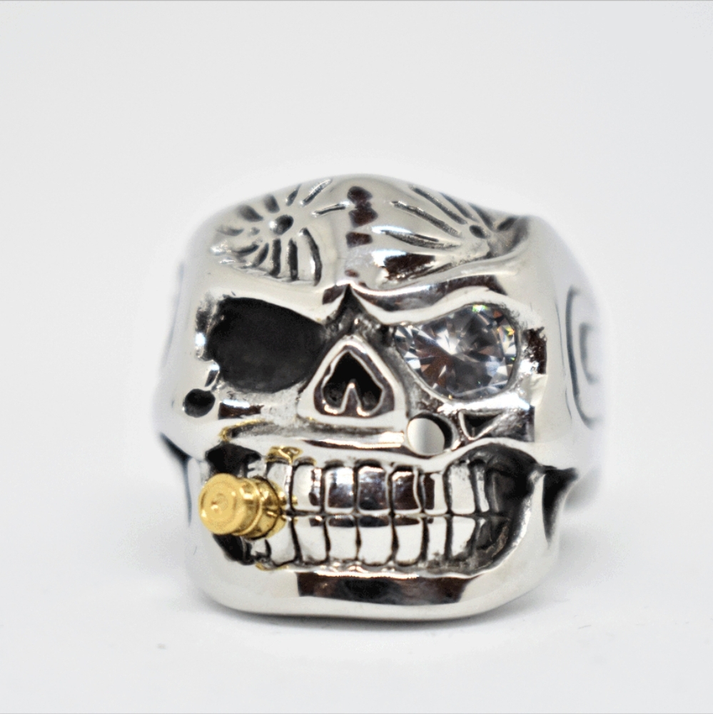 Skull with Gold Bullet Ring (unisex)